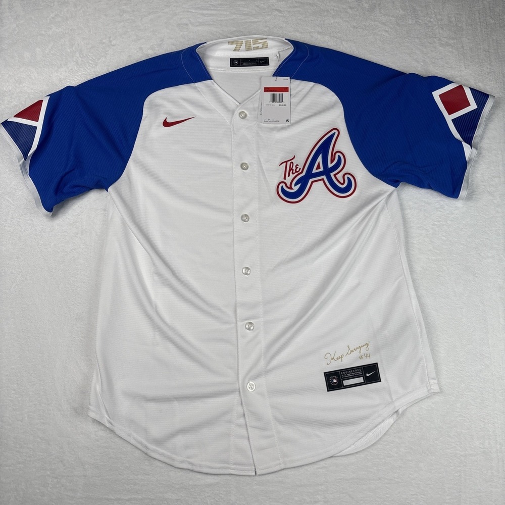 NEW Men's Nike MLB Atlanta Braves Blank 2023 City Connect ButtonUp Jersey Size L